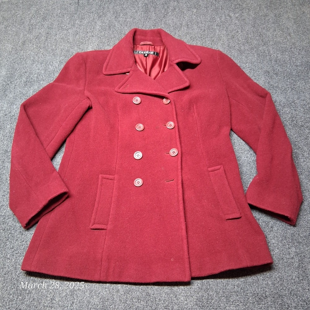 * Prague‎ Wool Blend Overcoat Women Size 10 Red Lined